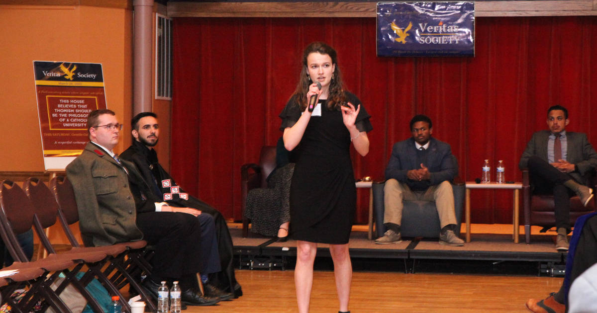 Freshman Catherine Schmidt was one of the six Christendom students who traveled to Franciscan for the conference and debate.