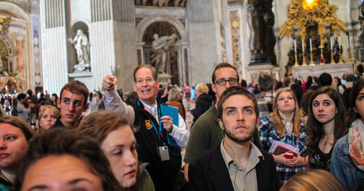 Students receive tours of Rome throughout their time abroad, including a special tour of St. Peter's from College President Dr. Timothy O'Donnell. 