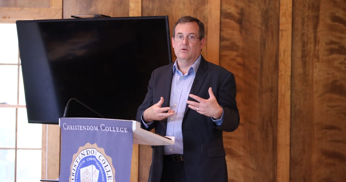 Cardinal Newman Society President Patrick Reilly spoke about the legal threats to religious freedom currently facing the nation as a whole.