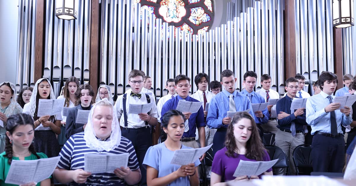 Each week, students sang in the choir at Mass on Friday in the college's new Christ the King Chapel.