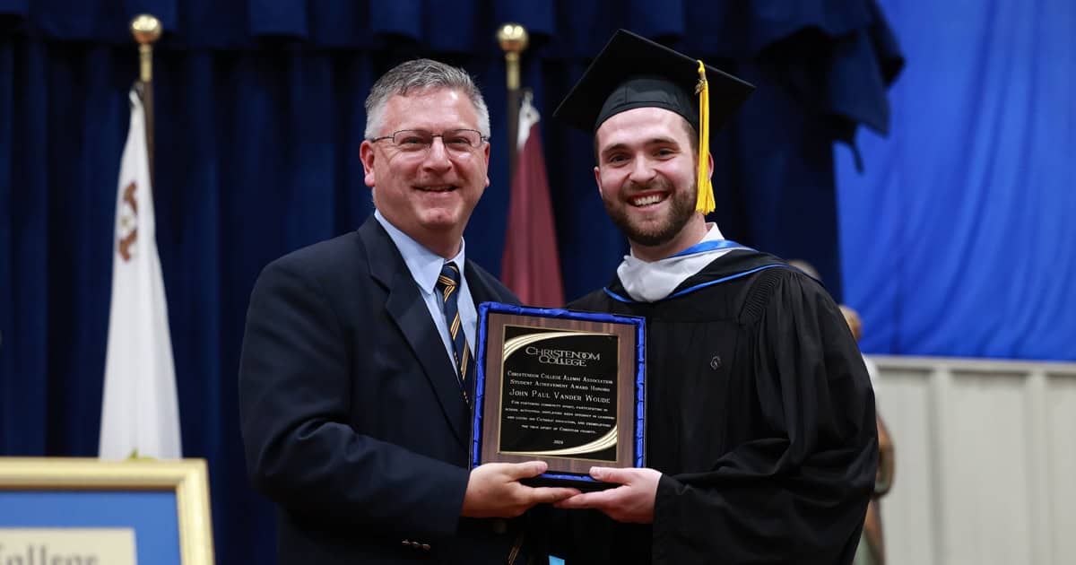 Vander Wouda was awarded the college's Student Achievement Award at his graduation this past May, earning the award for his outstanding dedication to the Christendom community during his four years on campus.