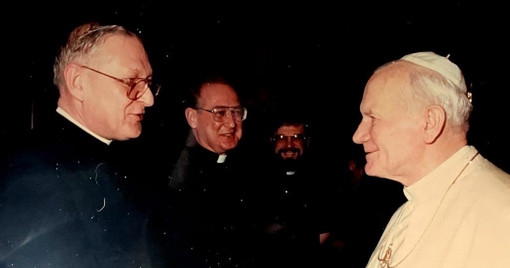 Fr. Skeris with Pope St. John Paul II.