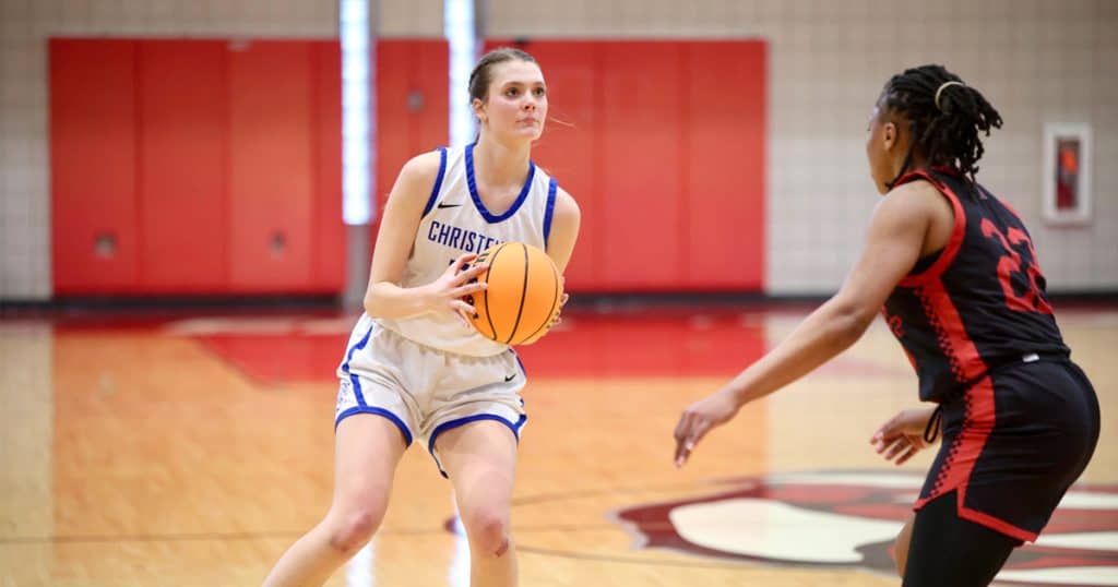 Catherine Thomas, Christendom's all-time leading women's basketball scorer, earned All-Tournament, All-American, and Player of the Year honors from the USCAA in her final season of play.
