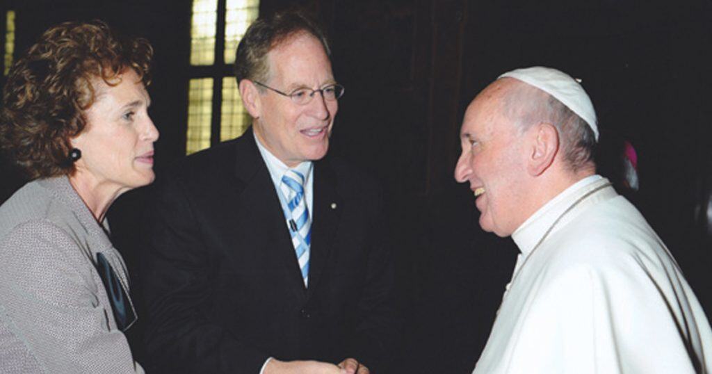 President Emeritus Dr. Timothy O'Donnell and his wife, Cathy, met with Pope Francis in 2014.