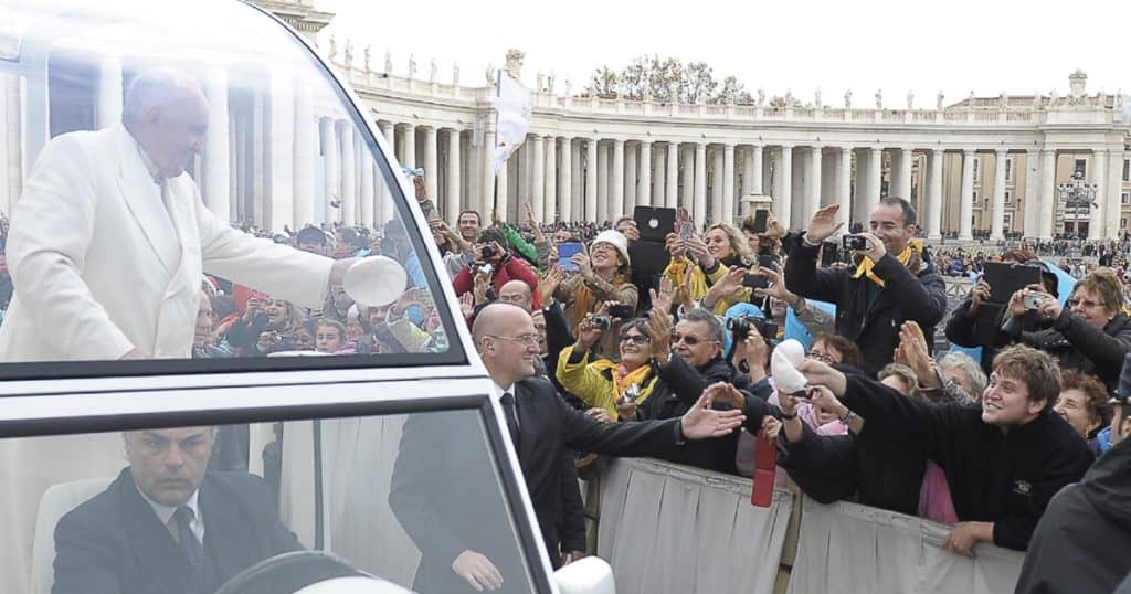 Alumnus Bradley Torline '16 famously swapped zucchettos with Pope Francis during his semester abroad with Christendom in 2015.