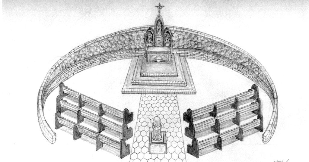 Another concept drawing of the Our Lady of Lourdes shrine.